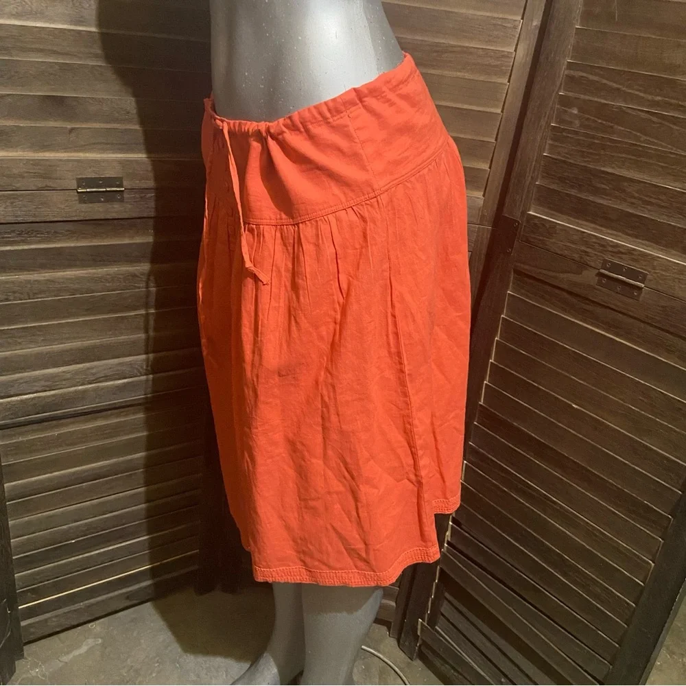Banana Republic Linen/Cotton Midi Skirt Size Small Boho Coastal Modest Orange